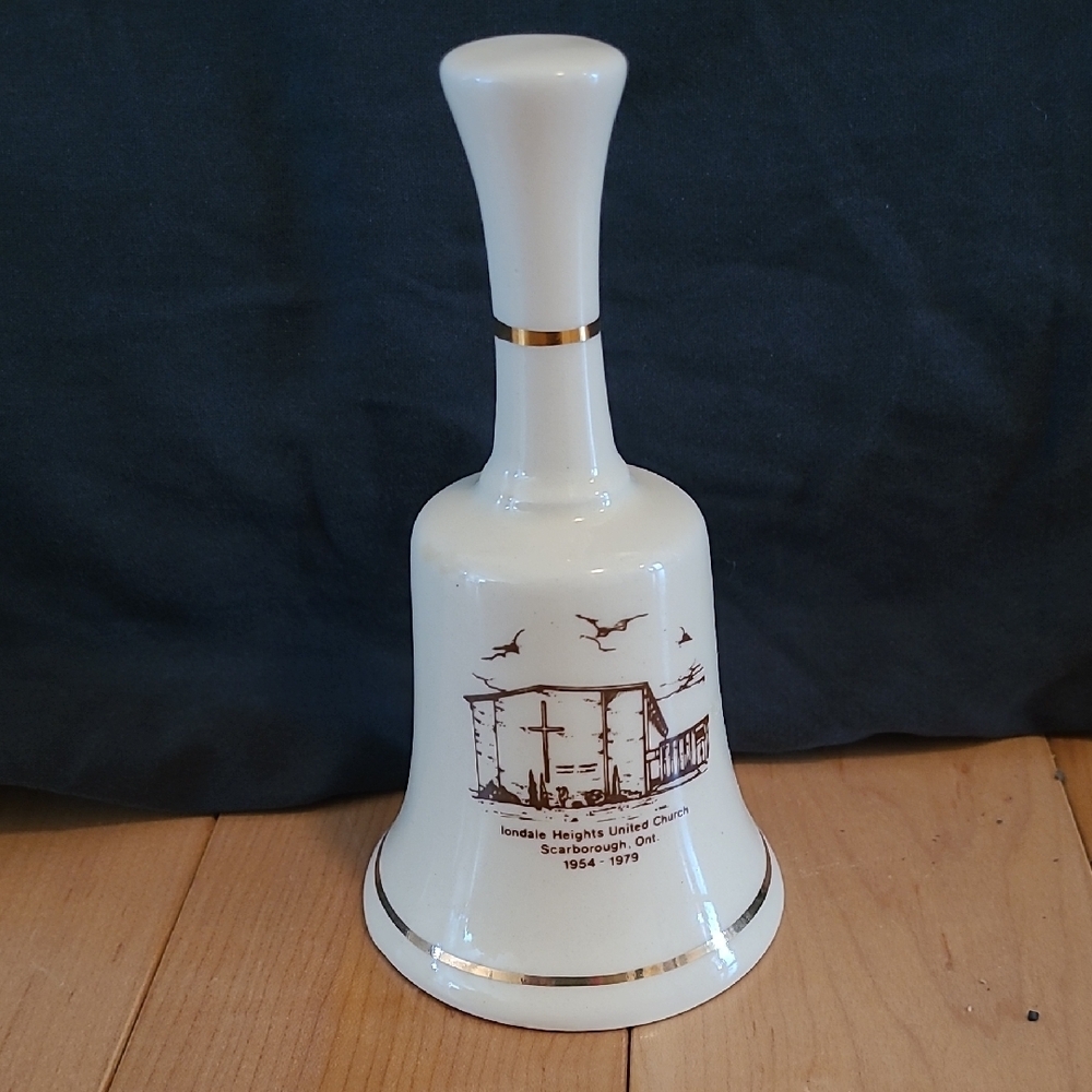 Iondale Heights United Church Scarborough, Ont. Ceramic Bell with Gold Accents